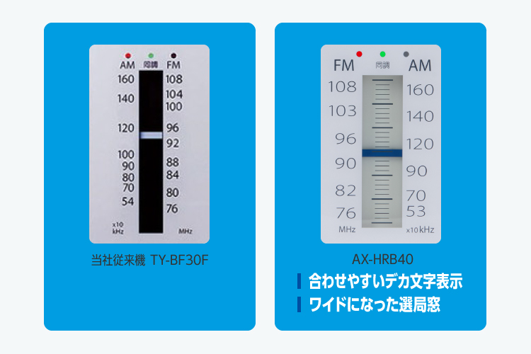 合わせやすいデカ文字表示とワイドになった選局窓